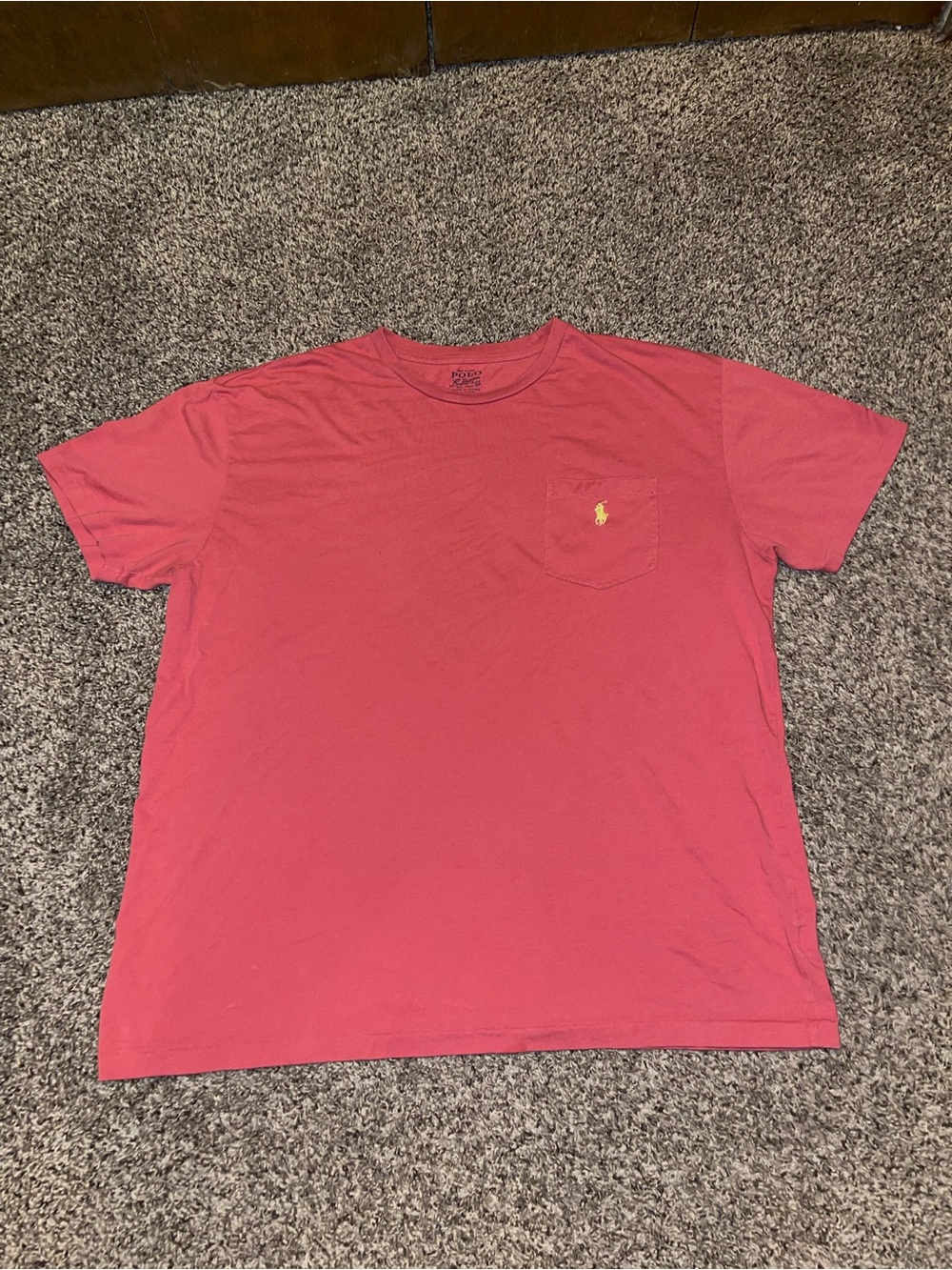 Polo by Ralph Lauren Short-Sleeve Pocket Tee - Coral with Yellow Logo